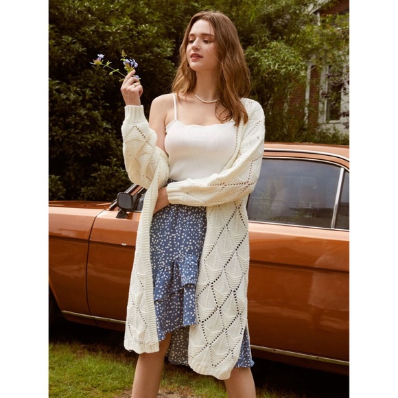 Off White Knit White Textured Cardigan - Picture 9 of 15